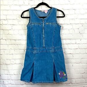 No Kidding. Girls denim embroidered denim dress